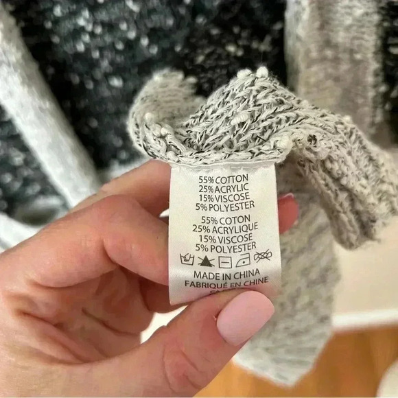 Belldini Black Grey White Speckled Knit Open Front Cardigan Women’s Size Medium - Picture 4 of 6